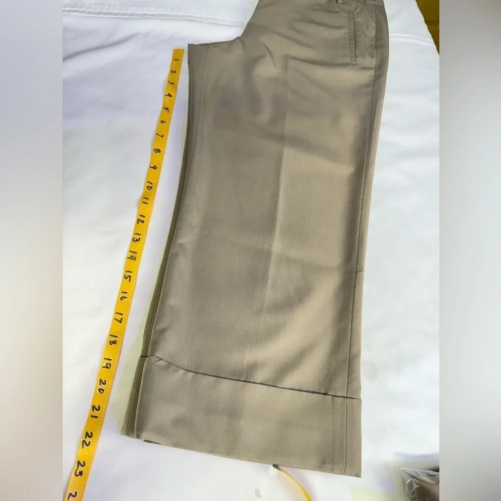 SANDRO Khaki cuff leg crop pants size 10 - Picture 11 of 12